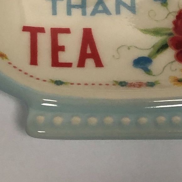 Pioneer Woman Tea Bag Holder Spoon Rest Sweet Rose Floral Sweeter Than Tea New - Picture 2 of 10